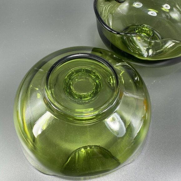 Anchor Hocking Modern Avocado Candlestick Holders Green Set 2 Folded Edge Votive - Picture 14 of 15